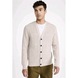 NWT Club Monaco Men's Small Beige Rib Grid Cardigan Chandails - $159.50 MSRP‎